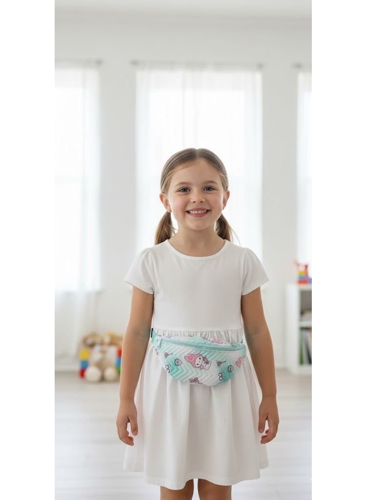 Children's waist bag – cute cartoon design with a star pattern – lightweight and suitable for outings and trips- green - Image 2